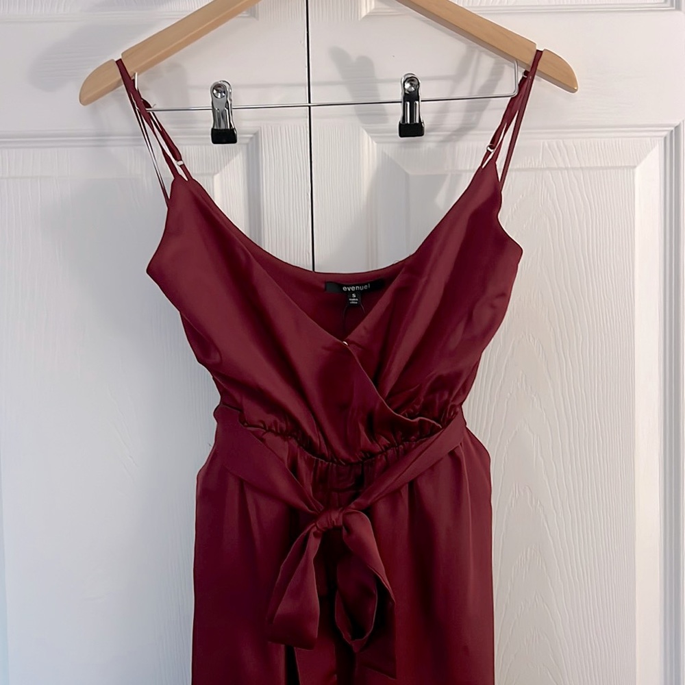 Burgundy satin jumpsuit. Size small.